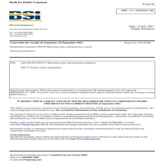 BS PD IEC TS 60255-216-1:2025